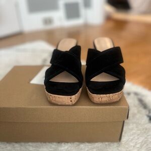 Steve Madden Black Cork Platform Sandals